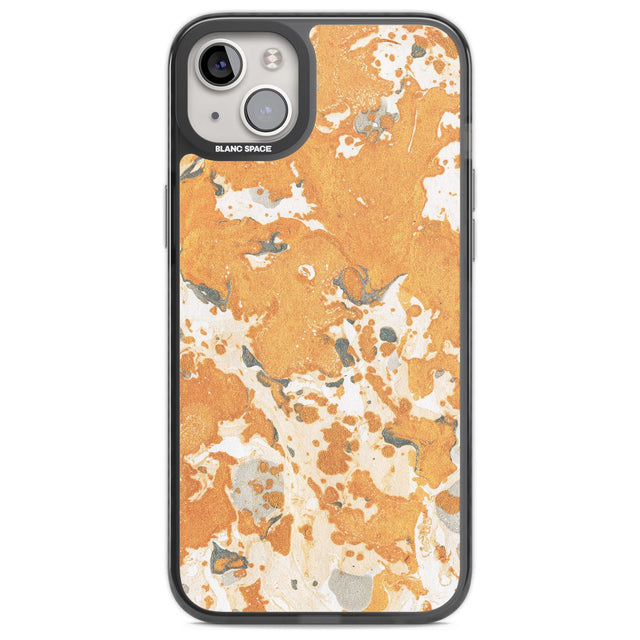 Orange Marbled Paper Pattern Phone Case iPhone 14 Plus / Black Impact Case Blanc Space