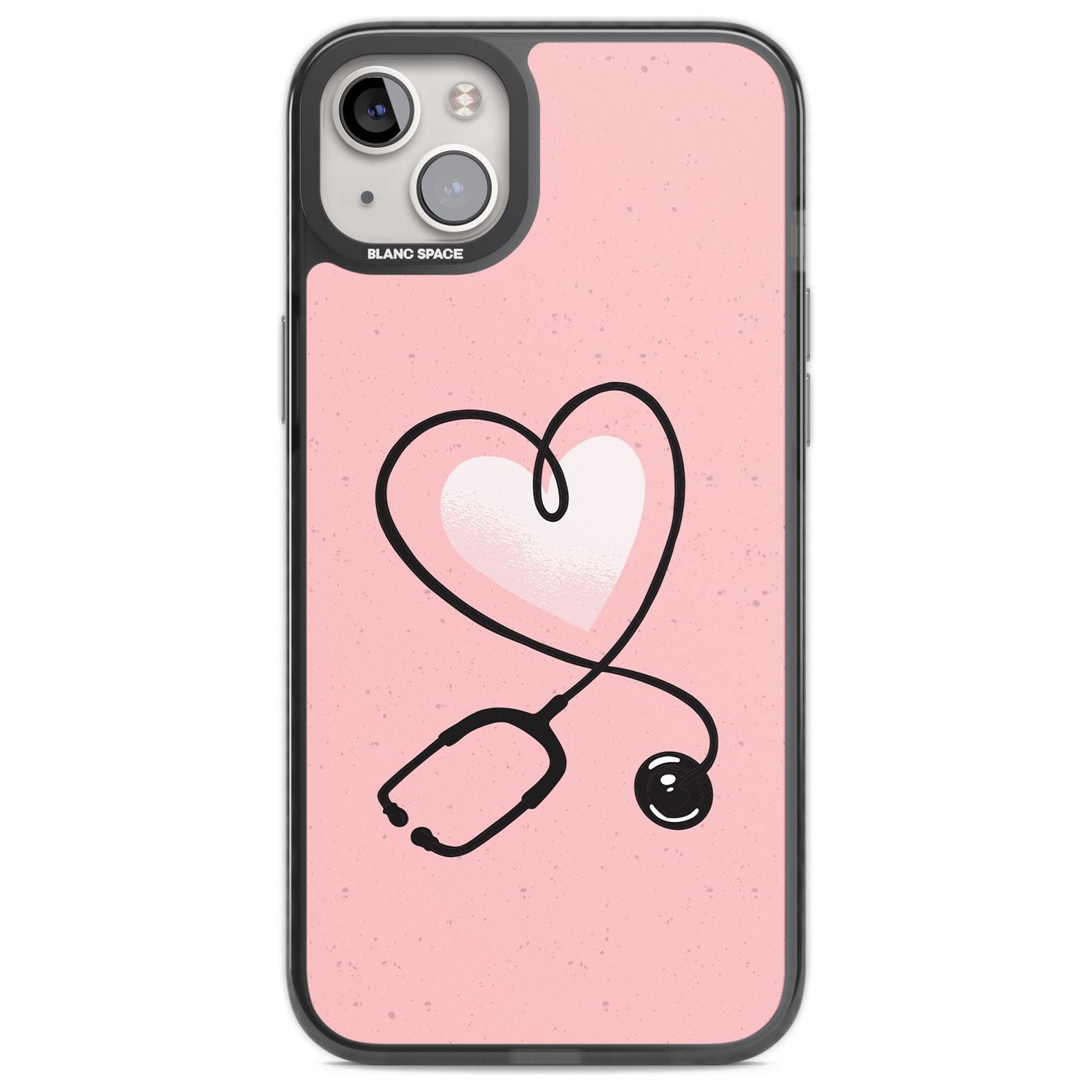 Medical Inspired Design Stethoscope Heart Phone Case iPhone 14 Plus / Black Impact Case Blanc Space
