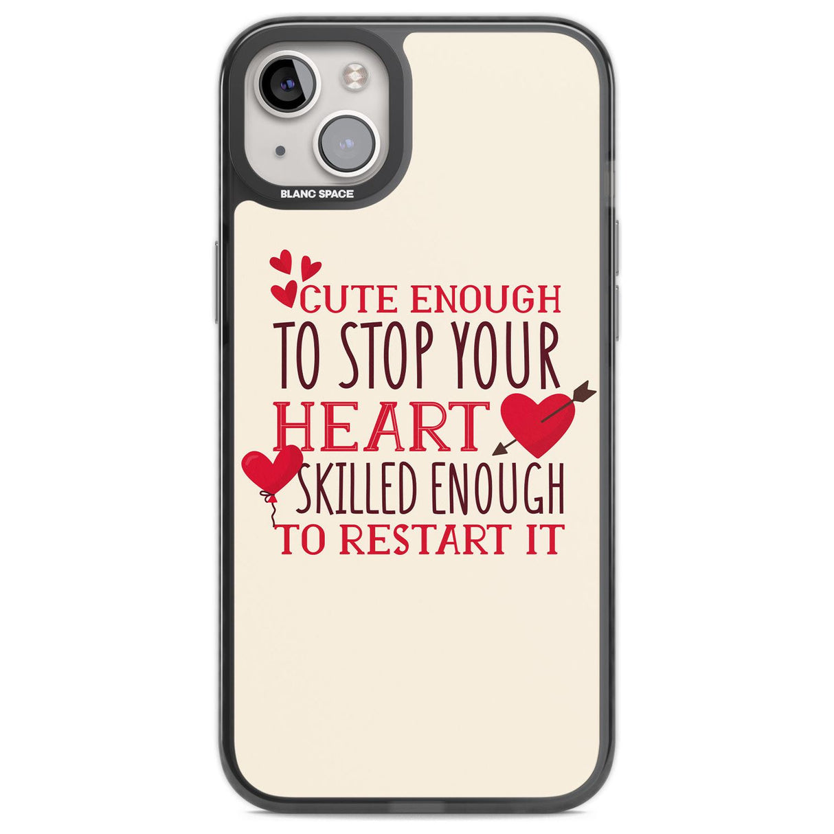 Medical Design Cute Enough to Stop Your Heart Phone Case iPhone 14 Plus / Black Impact Case Blanc Space