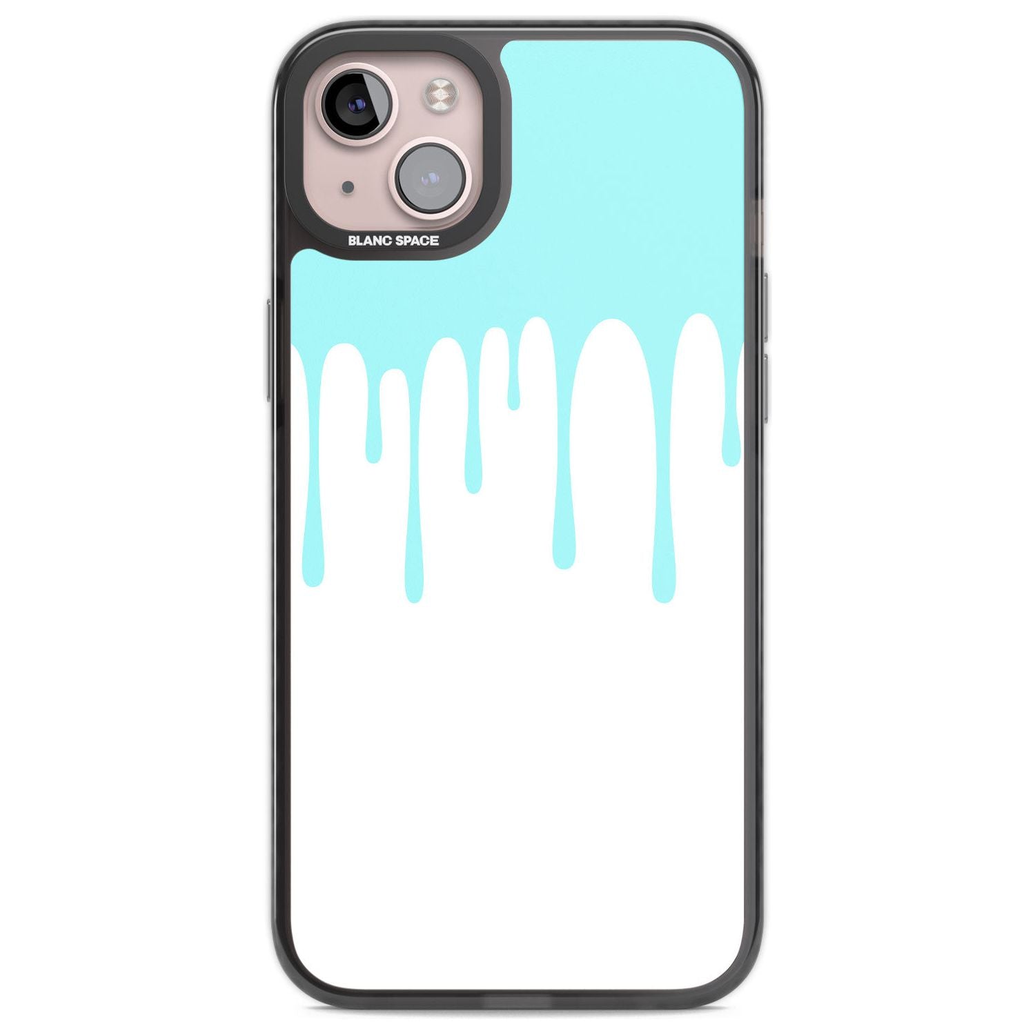 Melted Effect: Teal & White Phone Case iPhone 14 Plus / Black Impact Case Blanc Space