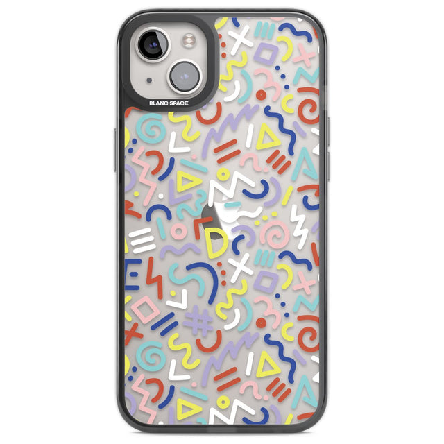 Colourful Mixed Shapes Retro Pattern Design Phone Case iPhone 14 Plus / Black Impact Case Blanc Space