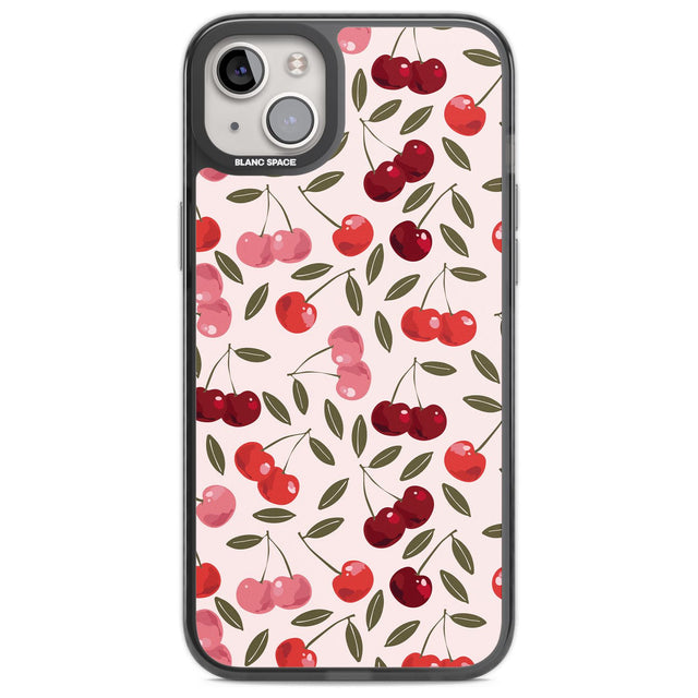 Fruity & Fun Patterns Cherries Phone Case iPhone 14 Plus / Black Impact Case Blanc Space