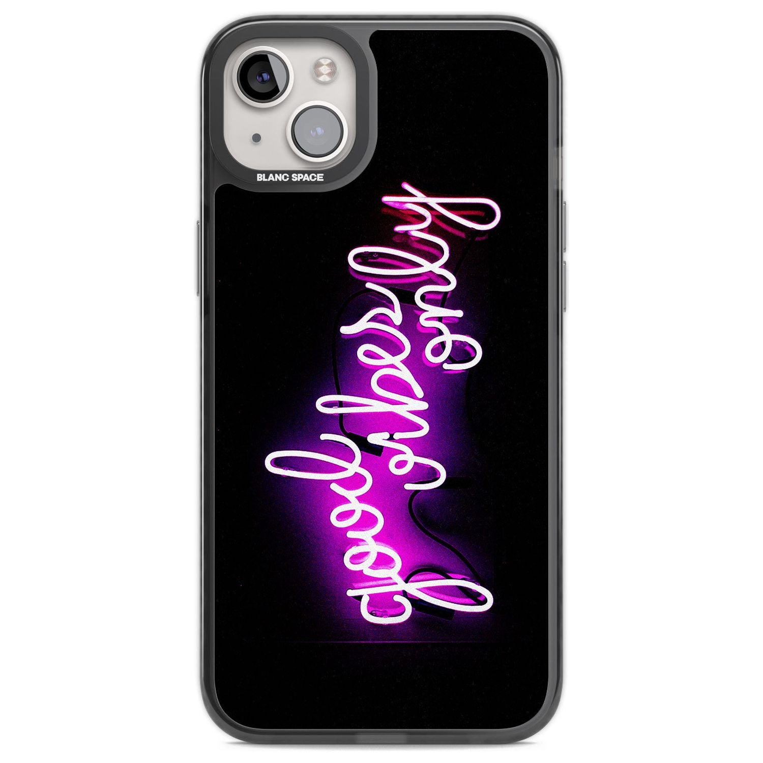Good Vibes Only Pink Neon Phone Case iPhone 14 Plus / Black Impact Case Blanc Space