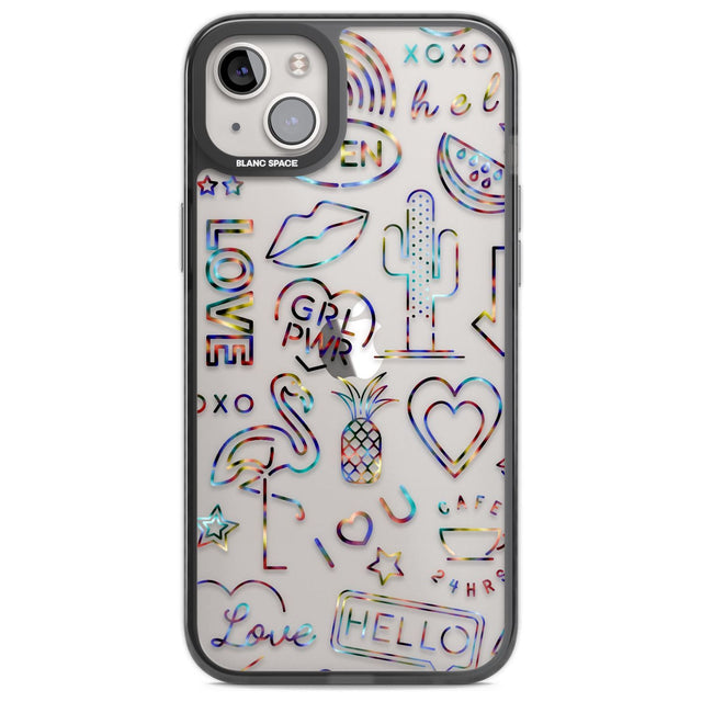 Funky nebula Neon Sign Phone Case iPhone 14 Plus / Black Impact Case Blanc Space