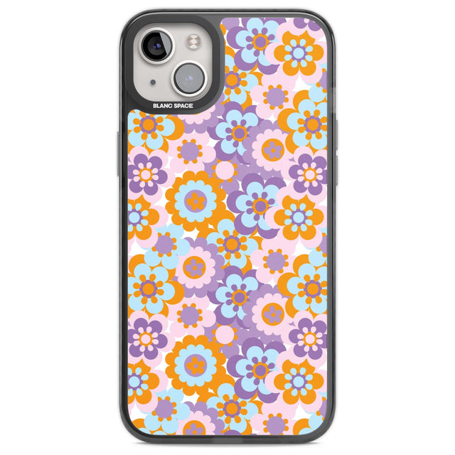 Flower Power Pattern Phone Case iPhone 14 Plus / Black Impact Case Blanc Space