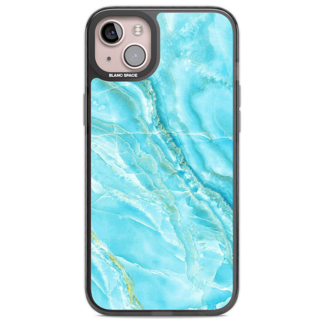 Bright Blue Onyx Marble Phone Case iPhone 14 Plus / Black Impact Case Blanc Space