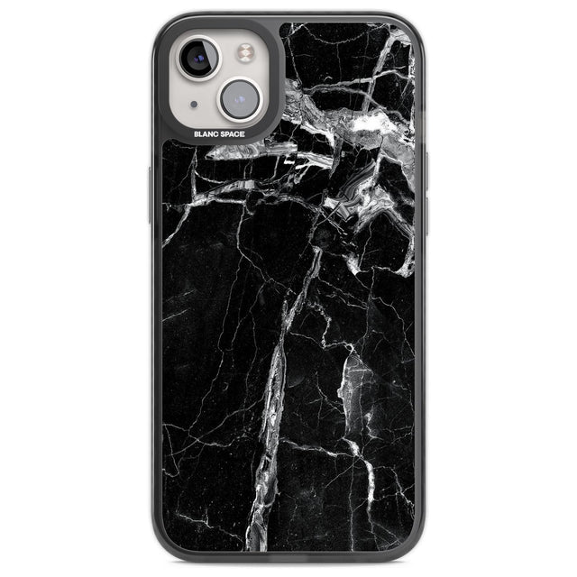 Black Onyx Marble Texture Phone Case iPhone 14 Plus / Black Impact Case Blanc Space