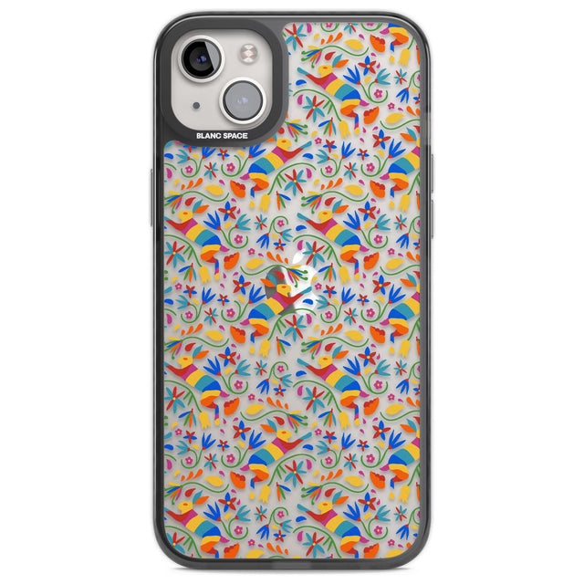 Floral Rabbit Pattern in Rainbow Phone Case iPhone 14 Plus / Black Impact Case Blanc Space