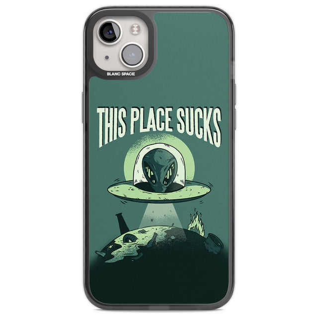 EARTH SUCKS Phone Case iPhone 14 Plus / Black Impact Case Blanc Space