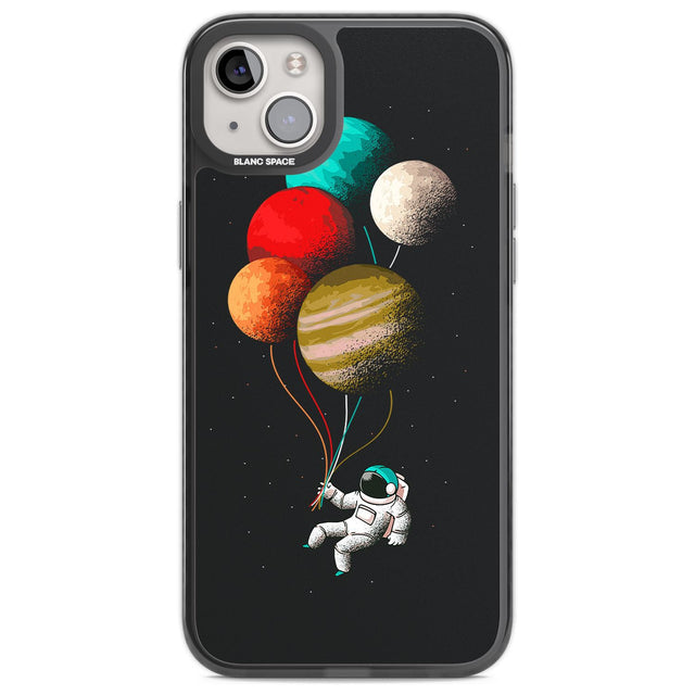 Astronaut Balloon Planets Phone Case iPhone 14 Plus / Black Impact Case Blanc Space