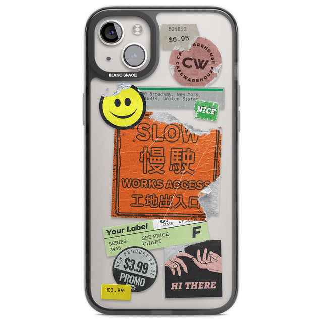 Kanji Signs Sticker Mix Phone Case iPhone 14 Plus / Black Impact Case Blanc Space