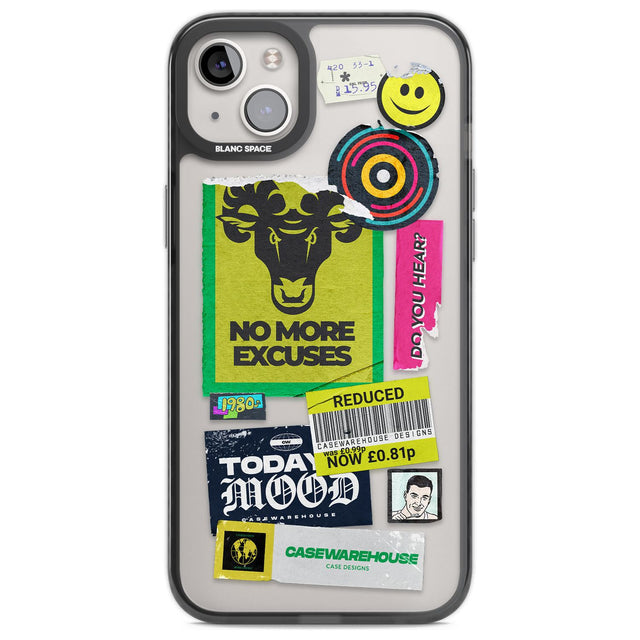 No More Excuses Sticker Mix Phone Case iPhone 14 Plus / Black Impact Case Blanc Space