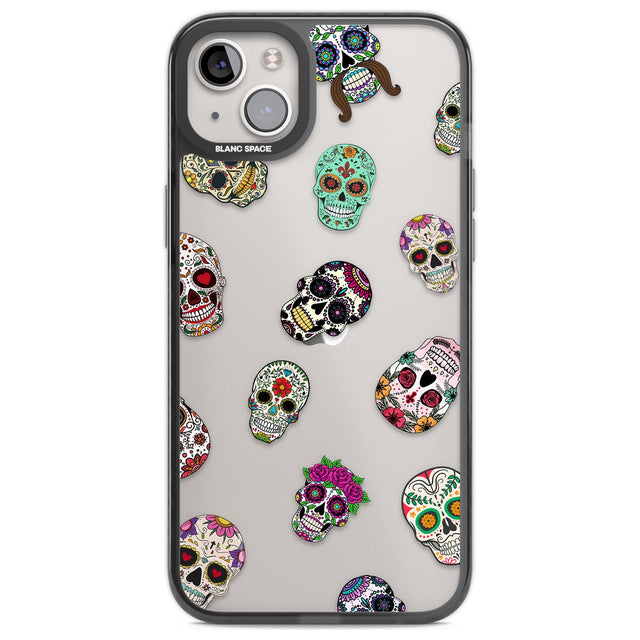 Mixed Sugar Skull Pattern Phone Case iPhone 14 Plus / Black Impact Case Blanc Space