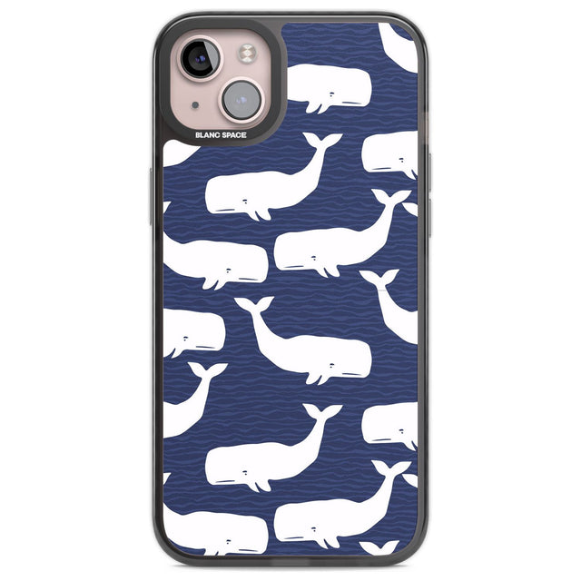 Cute Whales Phone Case iPhone 14 Plus / Black Impact Case Blanc Space