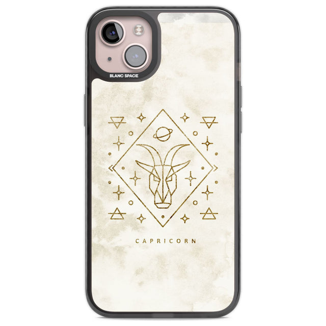 Capricorn Emblem - Solid Gold Marbled Design Phone Case iPhone 14 Plus / Black Impact Case Blanc Space