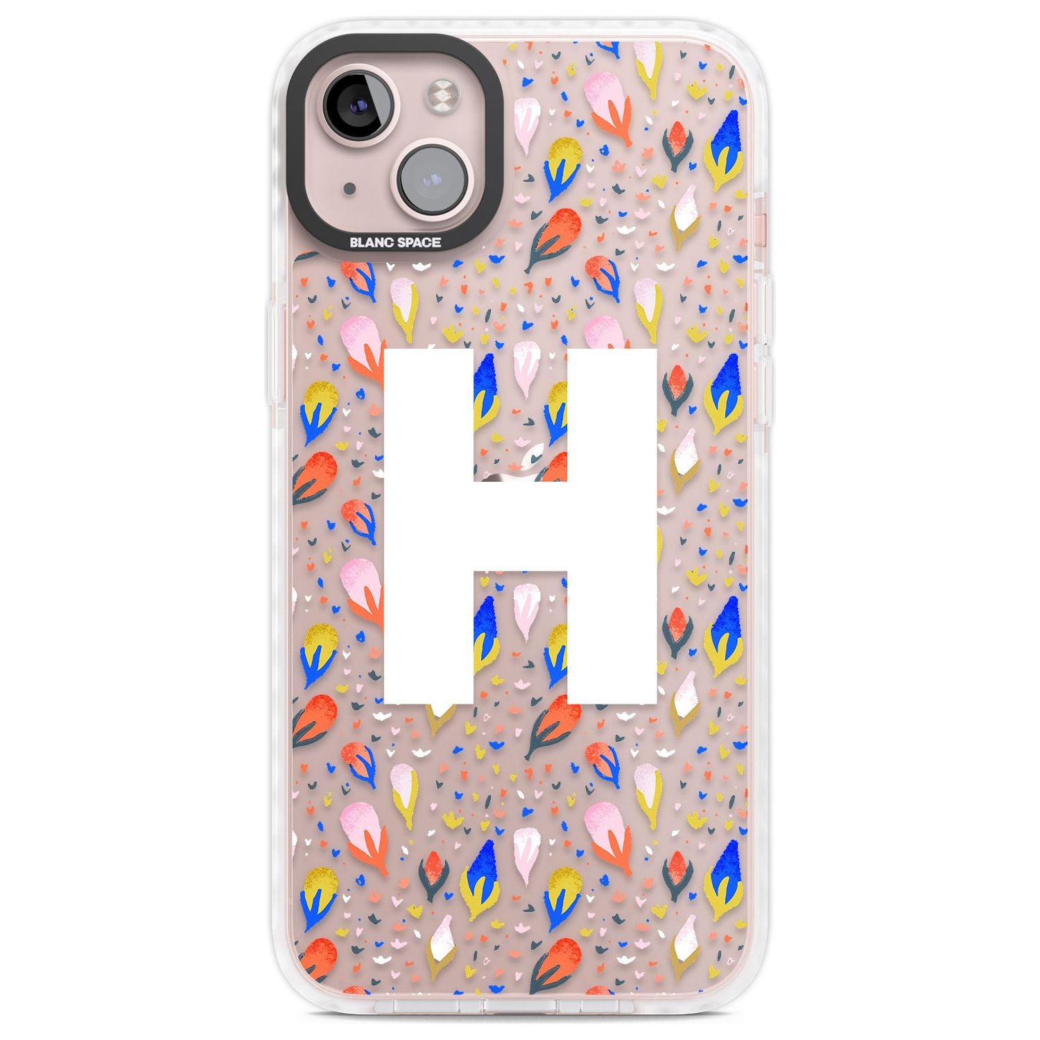 Personalised White Monogram Floral Custom Phone Case iPhone 14 Plus / Impact Case Blanc Space