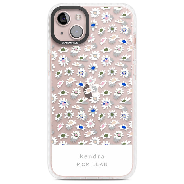 Personalised Grey & White Daisies Floral Design Custom Phone Case iPhone 14 Plus / Impact Case Blanc Space