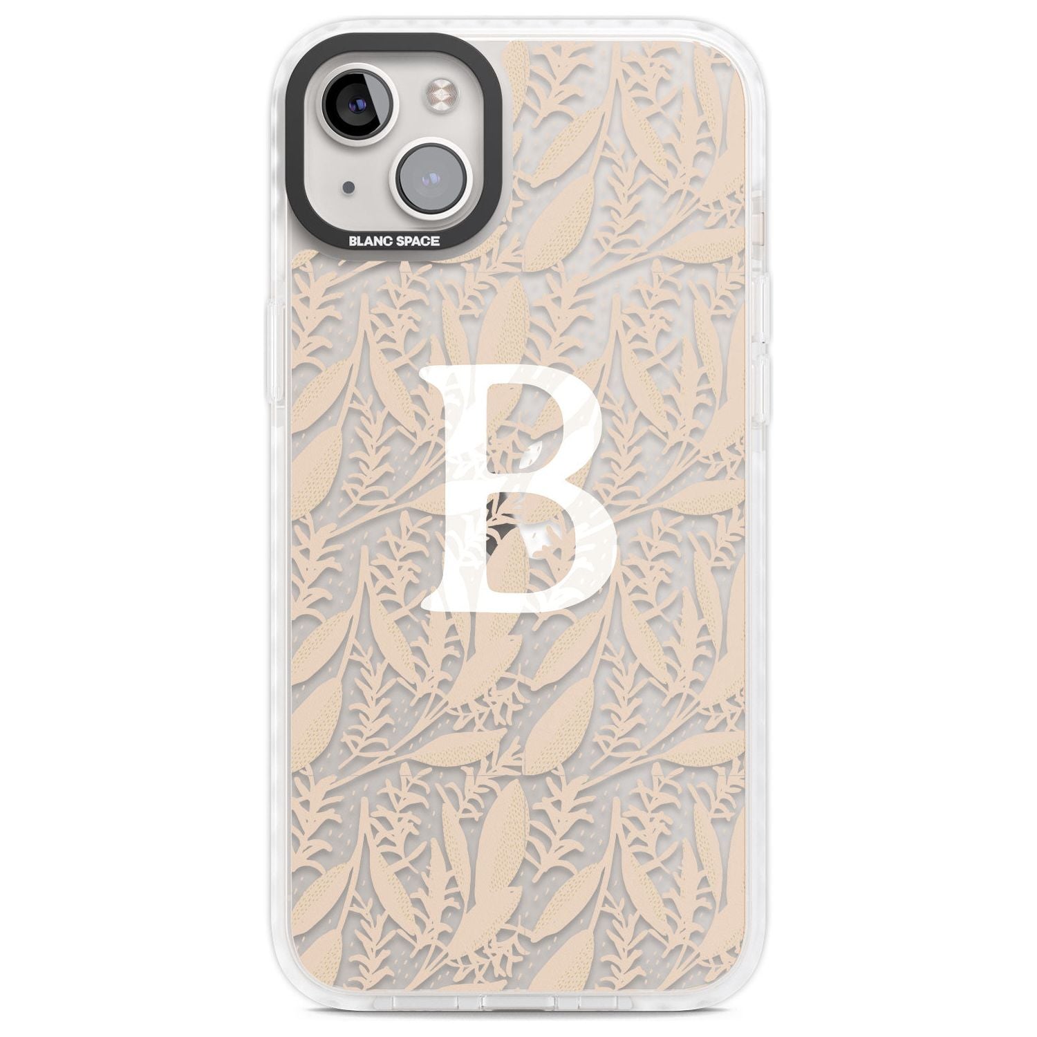 Personalised Subtle Monogram Abstract Floral Custom Phone Case iPhone 14 Plus / Impact Case Blanc Space
