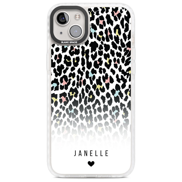 Personalised Pastel Leopard Spots Custom Phone Case iPhone 14 Plus / Impact Case Blanc Space