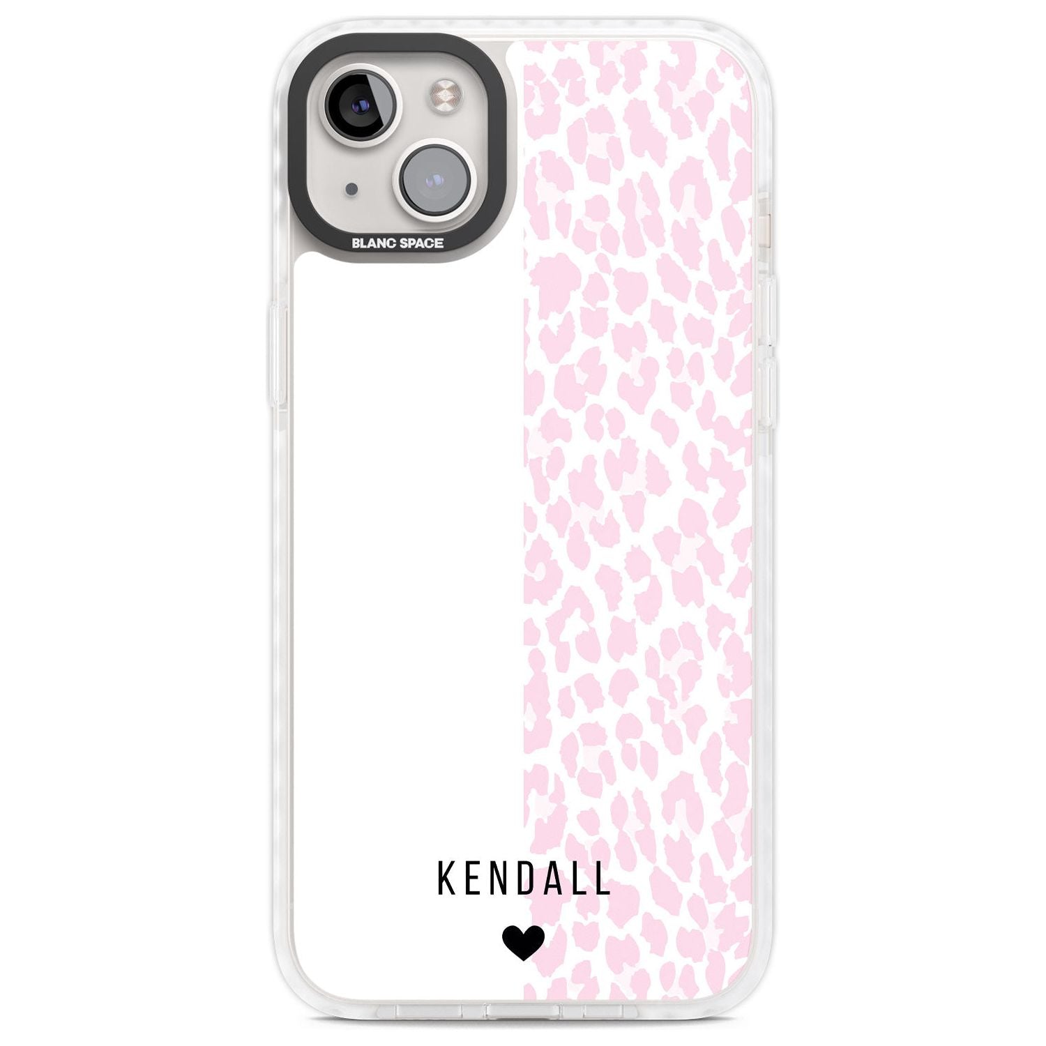 Personalised Pink & White Leopard Spots Custom Phone Case iPhone 14 Plus / Impact Case Blanc Space