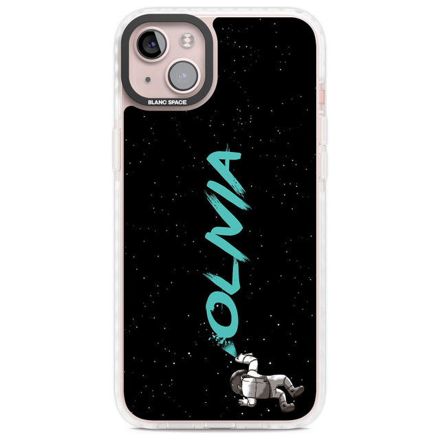 Personalised Graffiti Astronaut Custom Phone Case iPhone 14 Plus / Impact Case Blanc Space