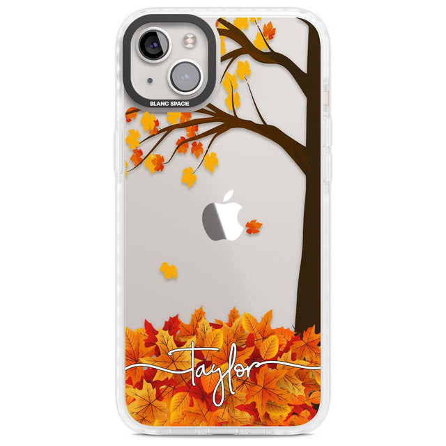 Personalised Autumn Leaves Custom Phone Case iPhone 14 Plus / Impact Case Blanc Space