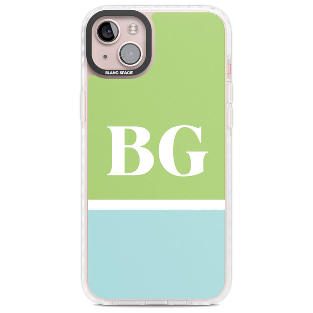 Personalised Colourblock: Green & Turquoise Custom Phone Case iPhone 14 Plus / Impact Case Blanc Space