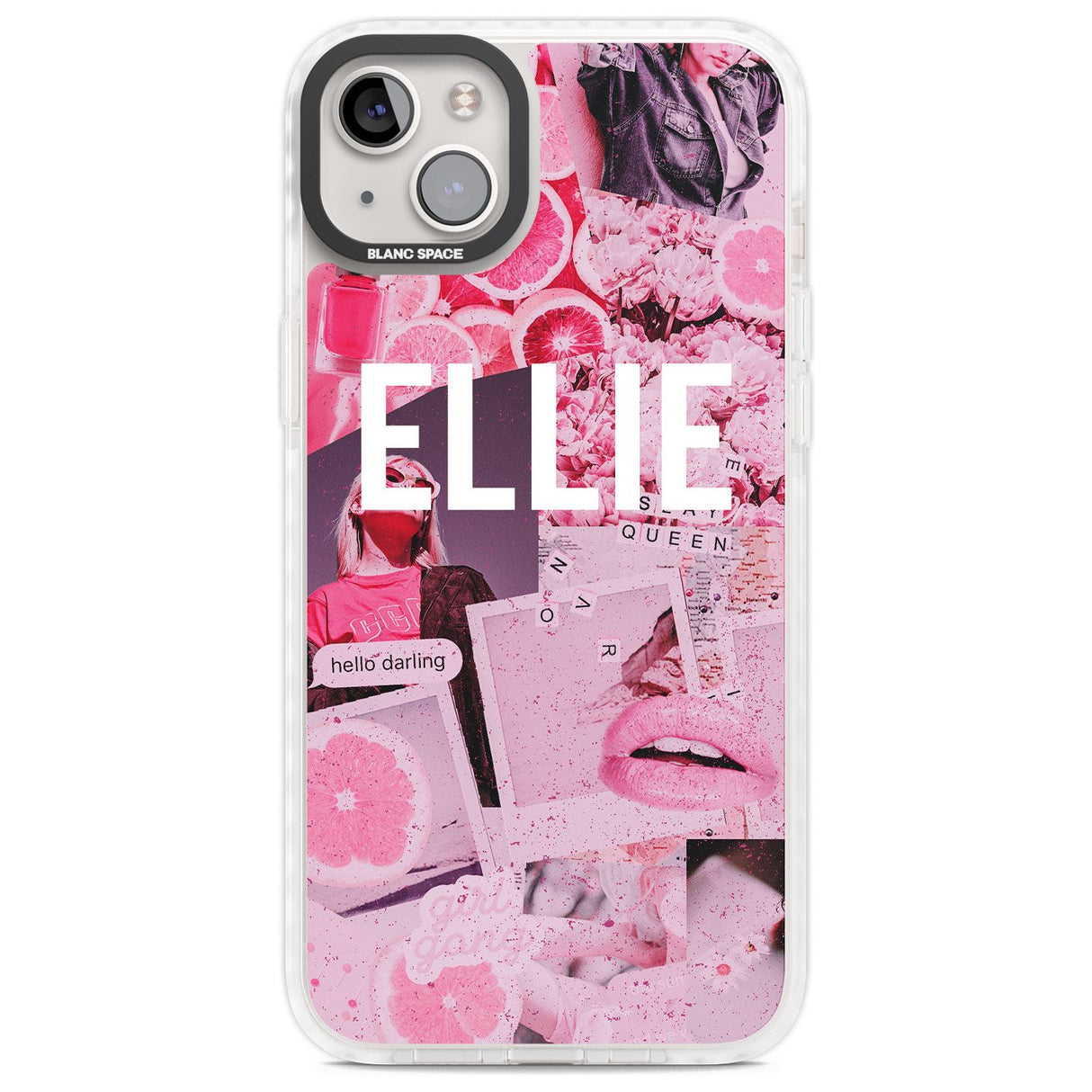 Personalised Sweet Pink Fashion Collage Custom Phone Case iPhone 14 Plus / Impact Case Blanc Space
