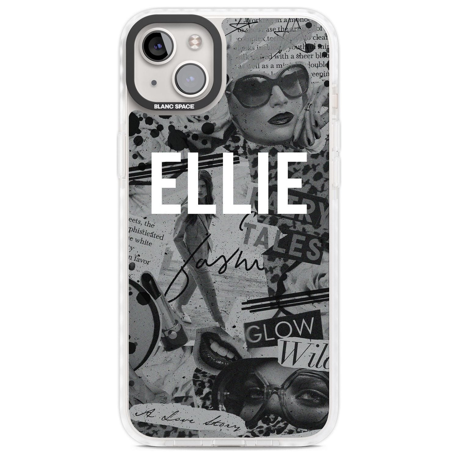 Personalised Grey Scale Fashion Collage Custom Phone Case iPhone 14 Plus / Impact Case Blanc Space