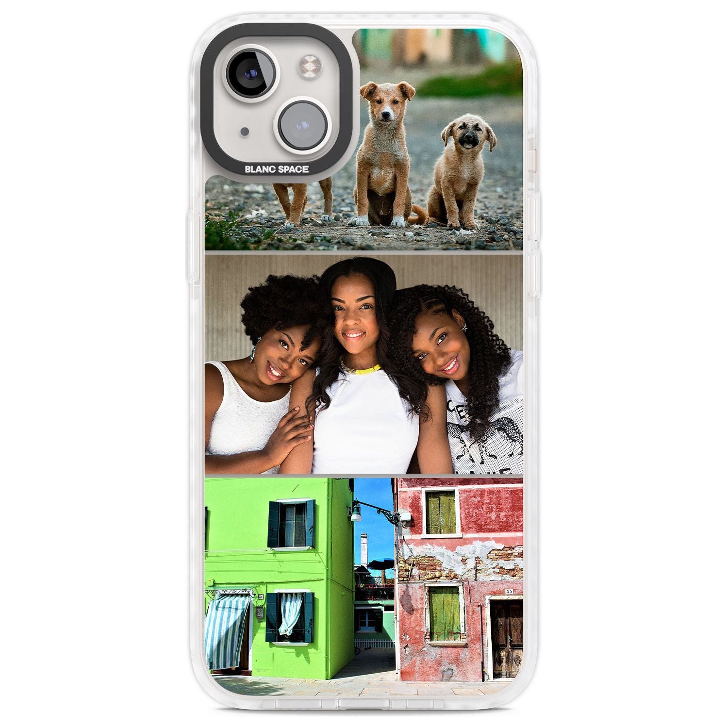 Personalised 3 Photo Grid Custom Phone Case iPhone 14 Plus / Impact Case Blanc Space