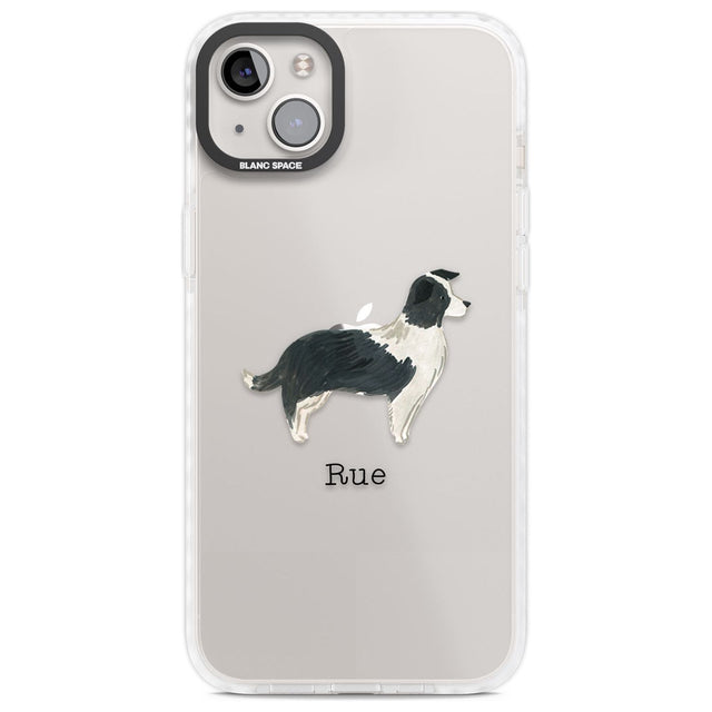 Personalised Border Collie Custom Phone Case iPhone 14 Plus / Impact Case Blanc Space
