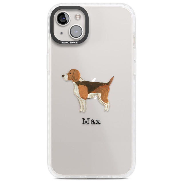 Personalised Hand Painted Beagle Custom Phone Case iPhone 14 Plus / Impact Case Blanc Space