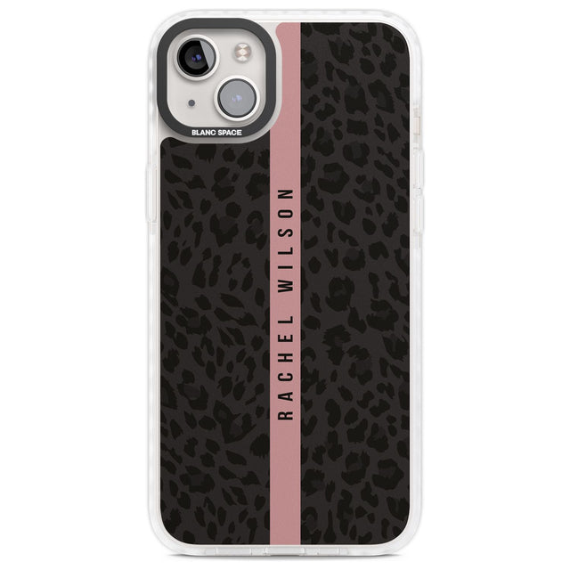 Personalised Pink Stripe Leopard Pattern Custom Phone Case iPhone 14 Plus / Impact Case Blanc Space