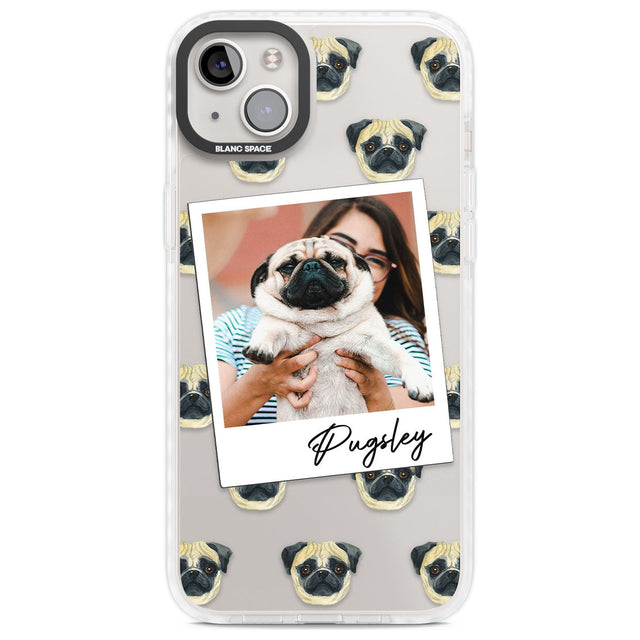 Personalised Pug - Dog Photo Custom Phone Case iPhone 14 Plus / Impact Case Blanc Space