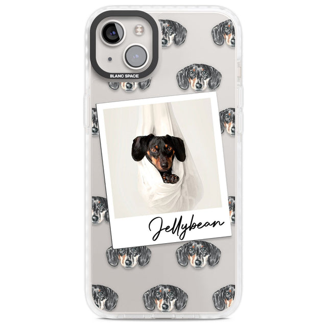Personalised Dachshund, Black- Dog Photo Custom Phone Case iPhone 14 Plus / Impact Case Blanc Space