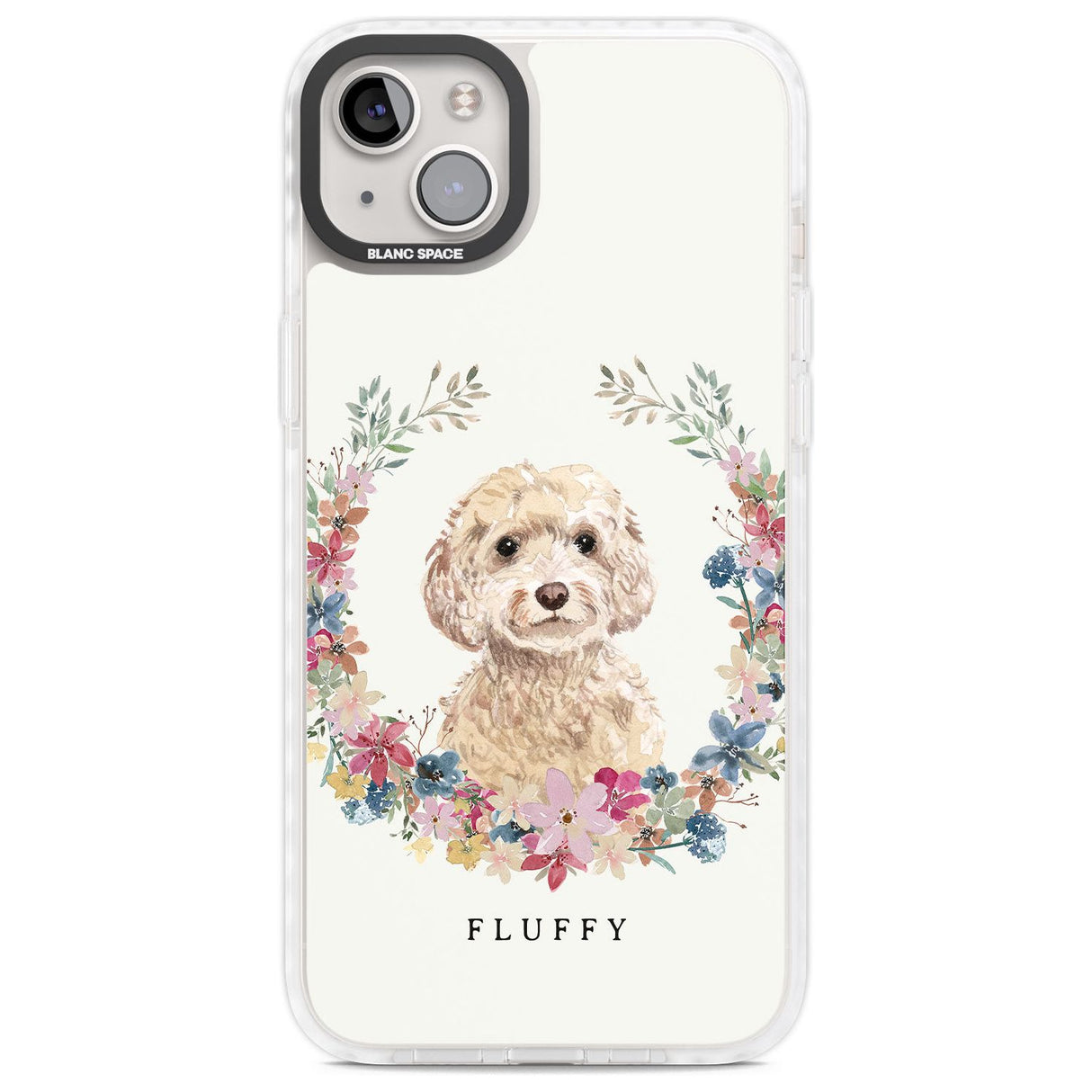 Personalised Champagne Cockapoo - Watercolour Dog Portrait Custom Phone Case iPhone 14 Plus / Impact Case Blanc Space
