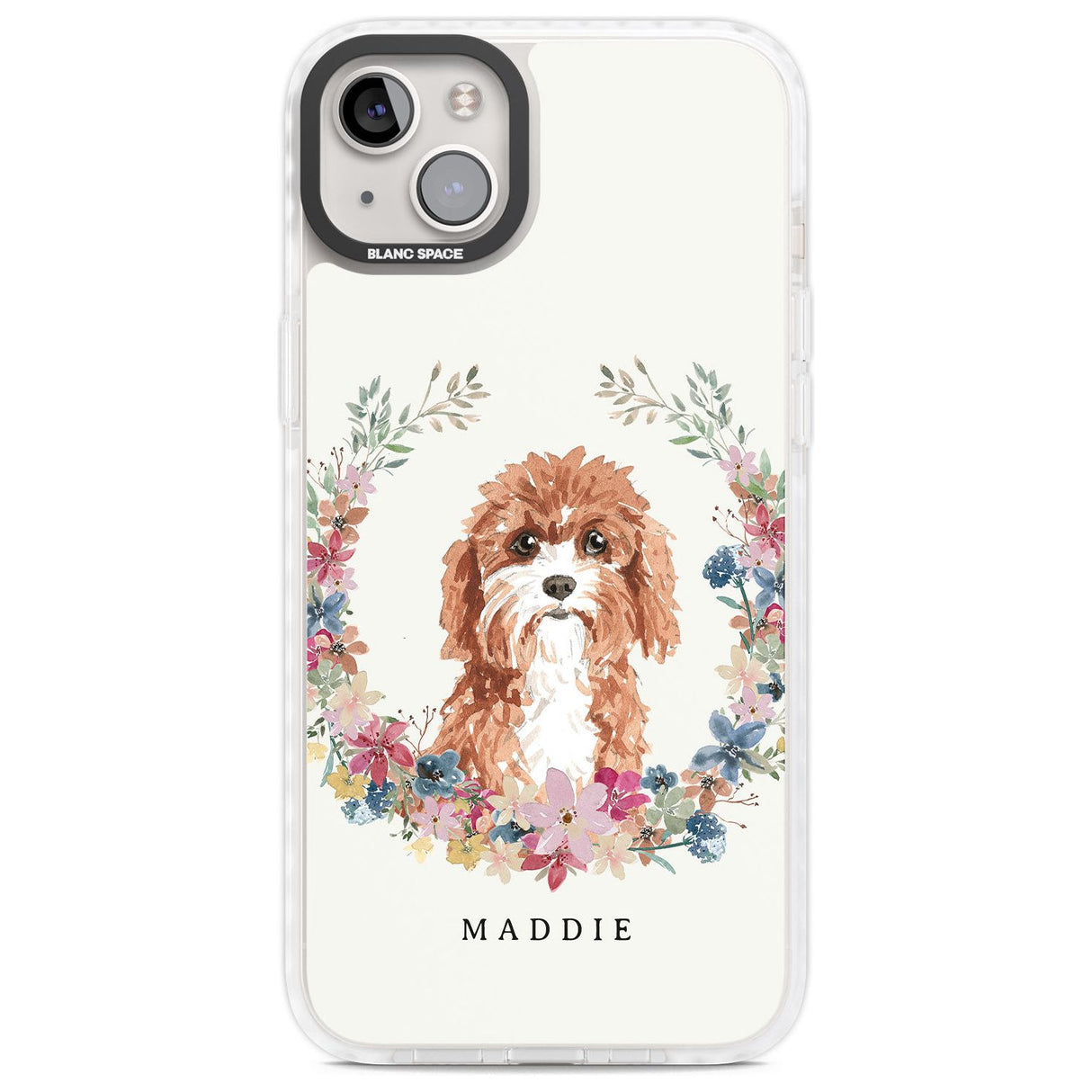Personalised Cavapoo - Watercolour Dog Portrait Custom Phone Case iPhone 14 Plus / Impact Case Blanc Space