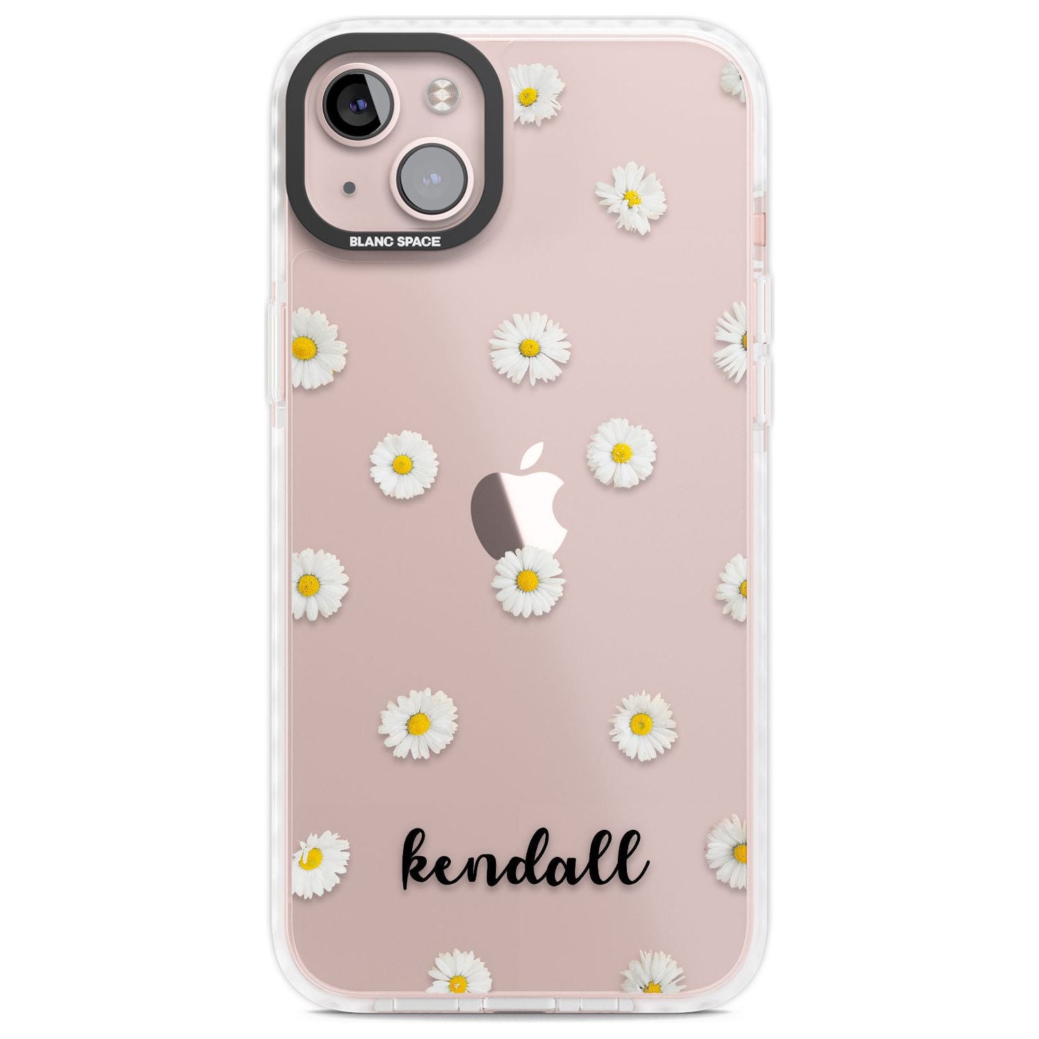 Personalised White Daisies & Cursive Custom Phone Case iPhone 14 Plus / Impact Case Blanc Space