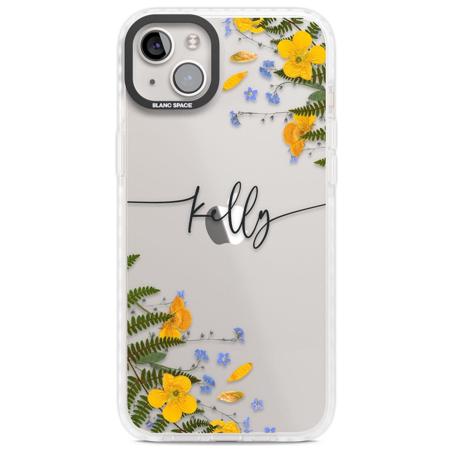 Personalised Ferns & Wildflowers Custom Phone Case iPhone 14 Plus / Impact Case Blanc Space