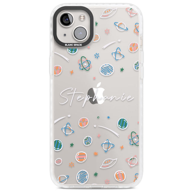 Personalised Space Pattern White Custom Phone Case iPhone 14 Plus / Impact Case Blanc Space