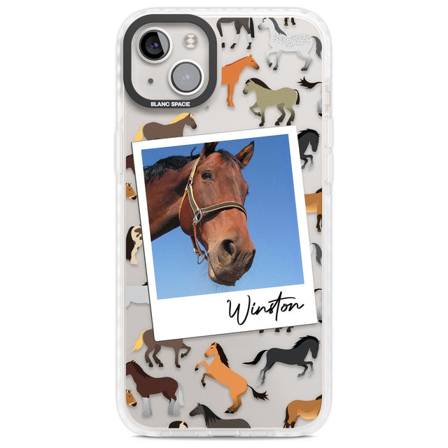 Personalised Horse Polaroid Custom Phone Case iPhone 14 Plus / Impact Case Blanc Space