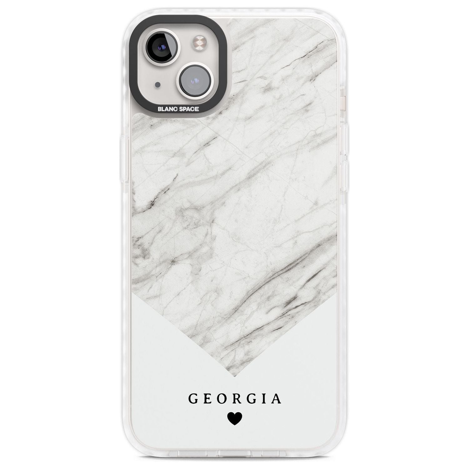 Personalised White Marble Custom Phone Case iPhone 14 Plus / Impact Case Blanc Space