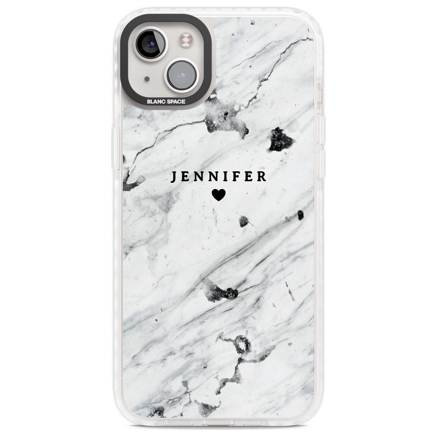 Personalised Black & White Marble Texture Custom Phone Case iPhone 14 Plus / Impact Case Blanc Space