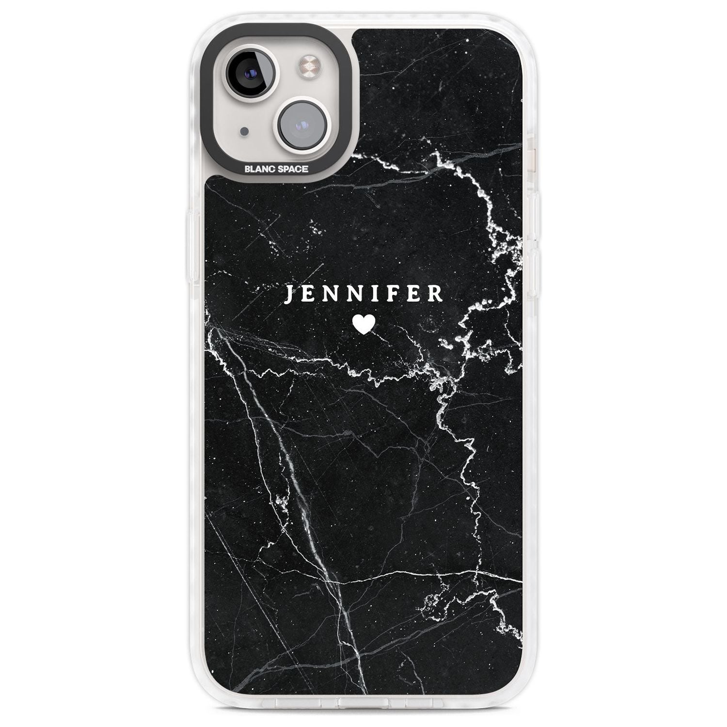 Personalised Black Marble 2 Custom Phone Case iPhone 14 Plus / Impact Case Blanc Space