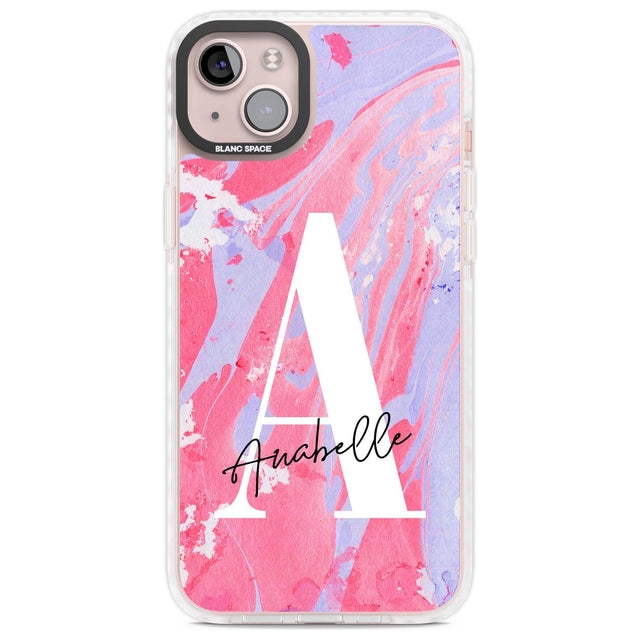 Personalised Pink & Purple - Marble Custom Phone Case iPhone 14 Plus / Impact Case Blanc Space
