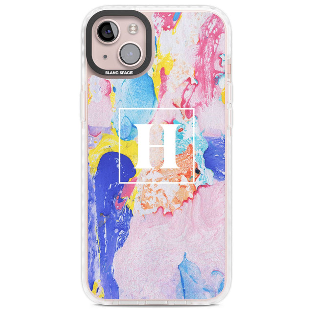 Personalised Mixed Pastels Marbled Paper Custom Phone Case iPhone 14 Plus / Impact Case Blanc Space