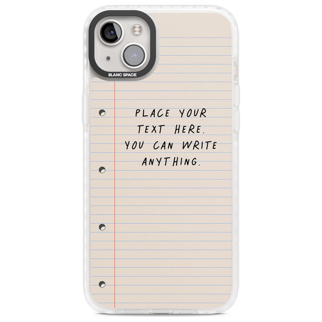 Personalised School Paper Custom Phone Case iPhone 14 Plus / Impact Case Blanc Space