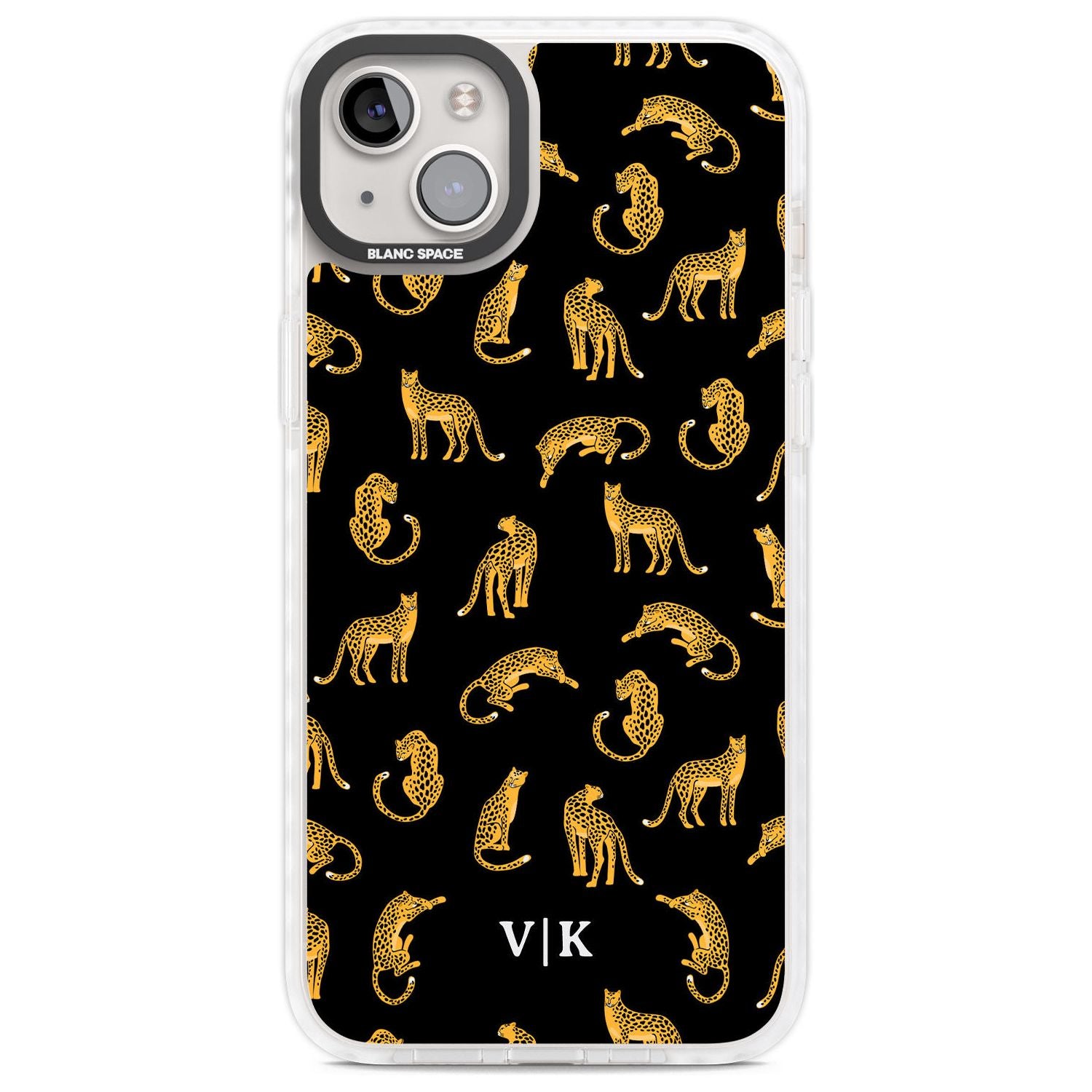 Personalised Cheetah Pattern: Black Custom Phone Case iPhone 14 Plus / Impact Case Blanc Space