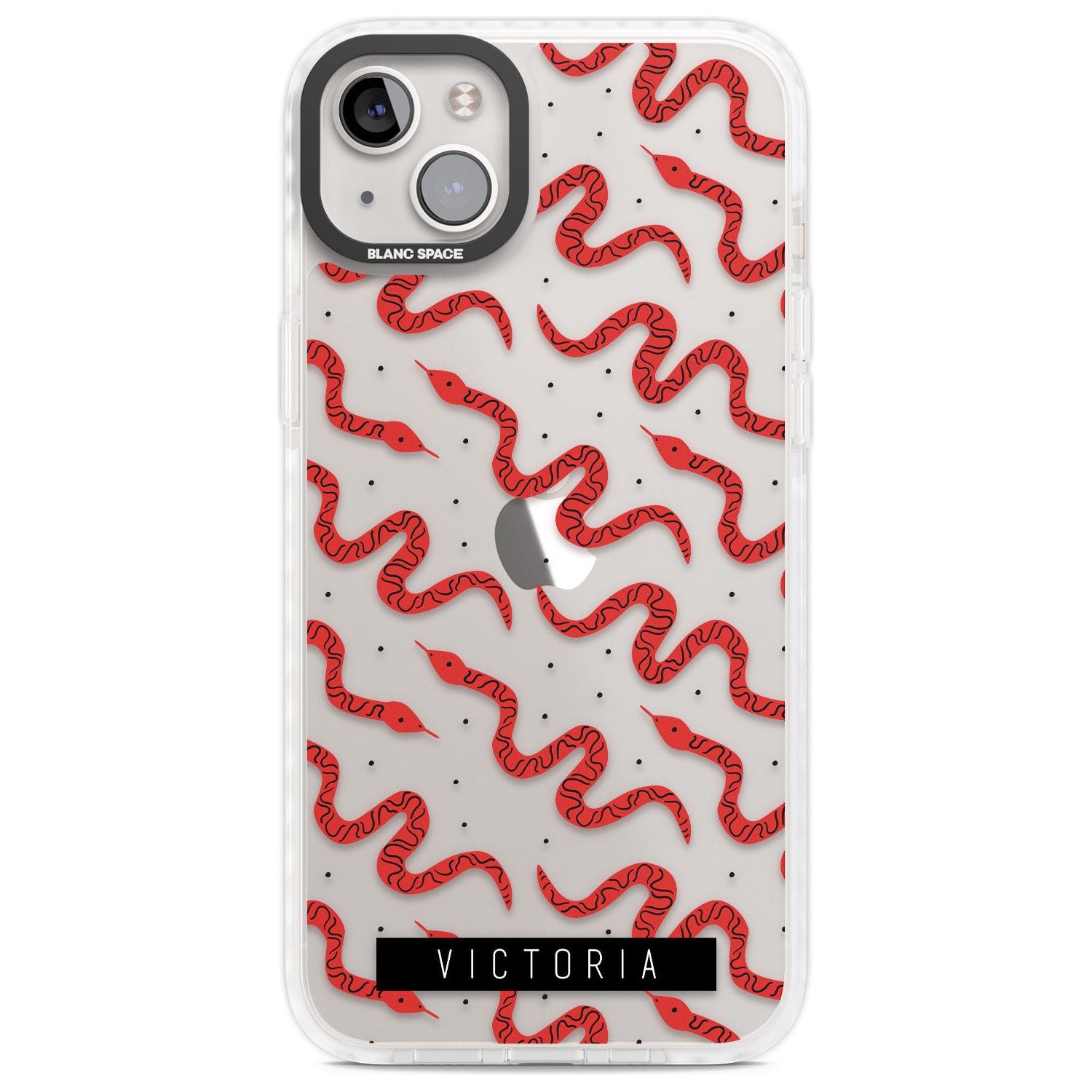 Personalised Snake Pattern Custom Phone Case iPhone 14 Plus / Impact Case Blanc Space