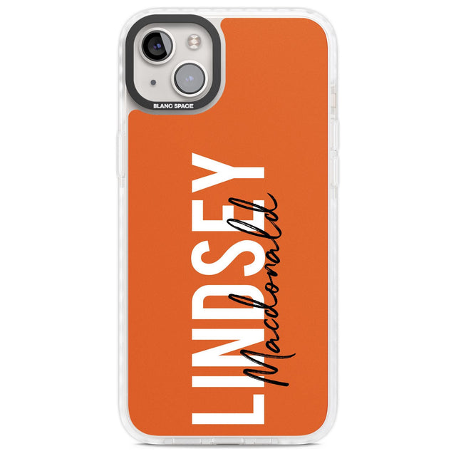 Personalised Bold Name: Orange Custom Phone Case iPhone 14 Plus / Impact Case Blanc Space
